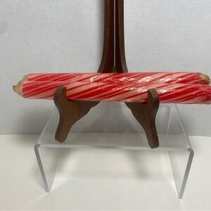 Vtg Avon 10 “striped taper Christmas candles candy Mint red/white swirls  NIB.